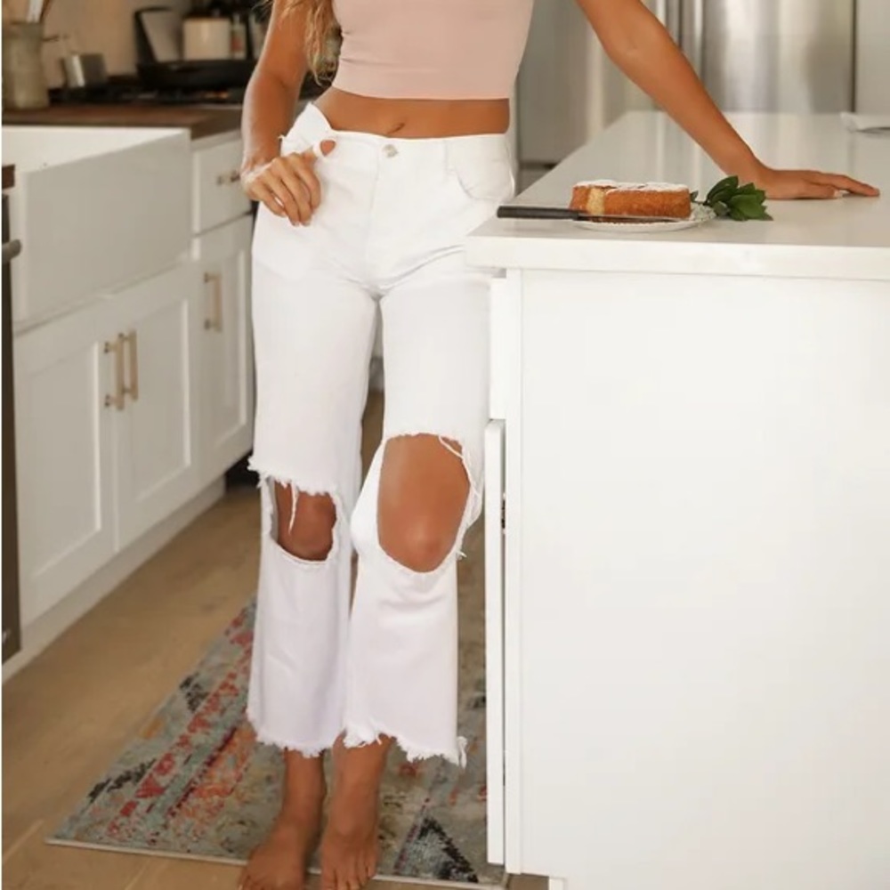 Free People Maggie Midrise White Jean